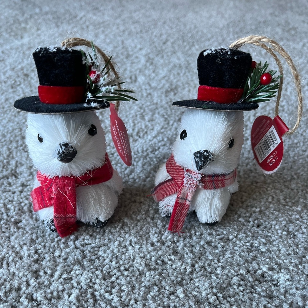 Festive Bird Ornaments with Red Accents